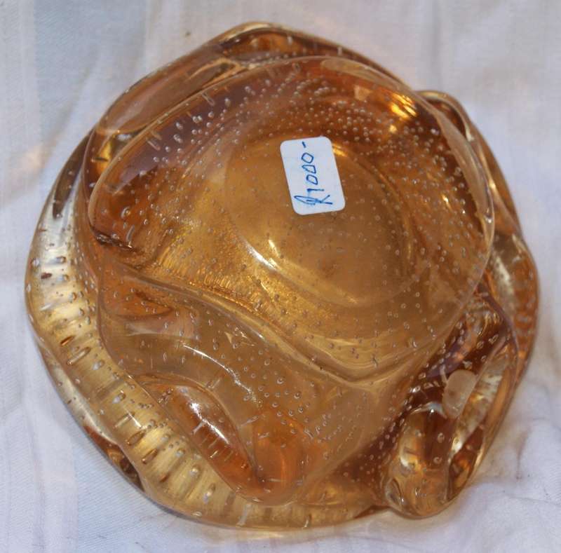 Vintage gold and bubble infused Murano dish/ bowl