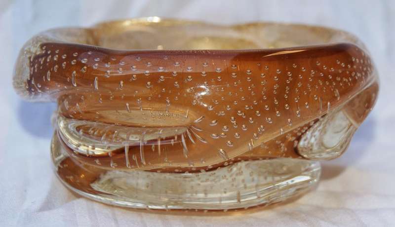 Vintage gold and bubble infused Murano dish/ bowl