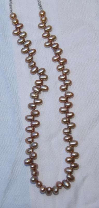 Vintage hand strung 5x8mm brown freshwater pearl necklace