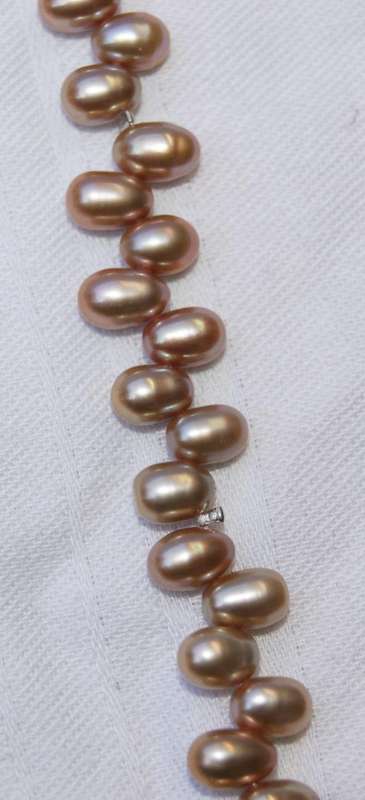 Vintage hand strung 5x8mm brown freshwater pearl necklace