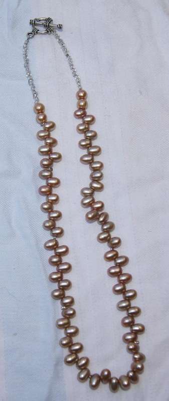 Vintage hand strung 5x8mm brown freshwater pearl necklace