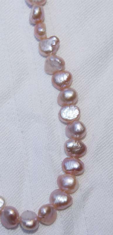 Vintage hand strung 5x8mm pink freshwater pearl necklace