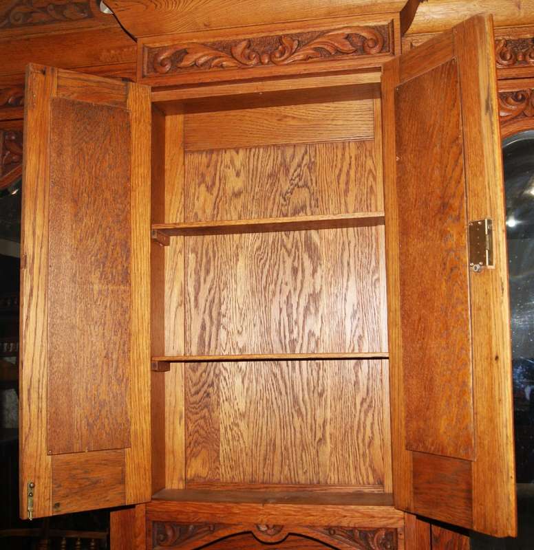 Late Victorian/ early Edwardian oak mirrored Armoire