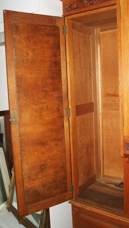 Late Victorian/ early Edwardian oak mirrored Armoire