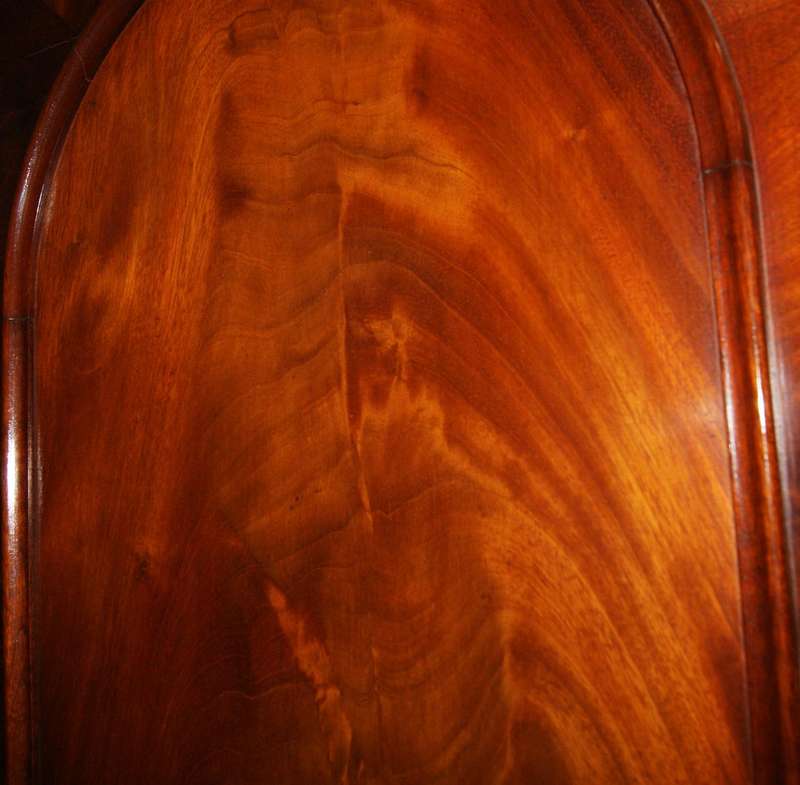 Antique Mahogany Linen Press  Rich Flame Grain & Carved Details