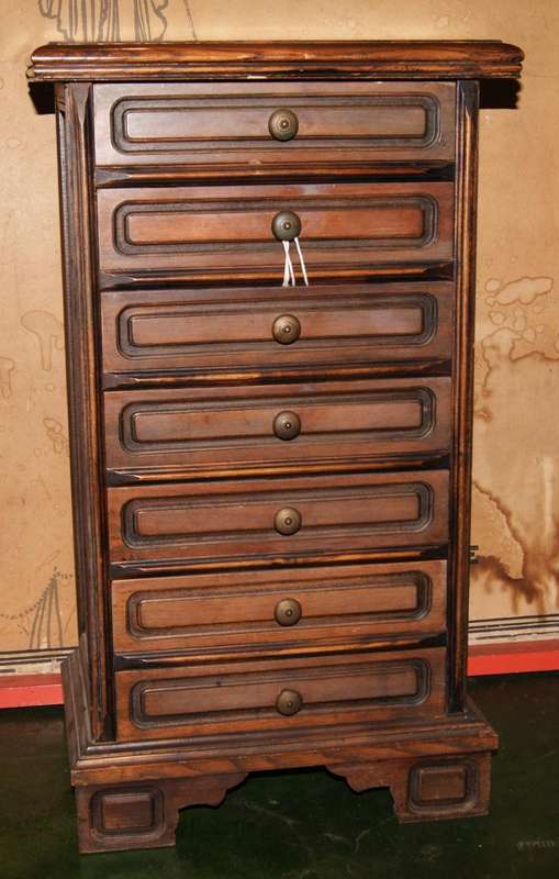 Edwardian Teak Multi-Drawer Chest  Compact Storage with Vintage Charm