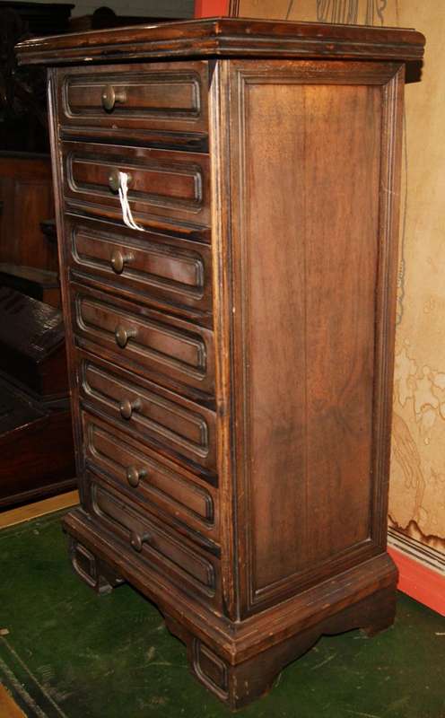 Edwardian Teak Multi-Drawer Chest  Compact Storage with Vintage Charm