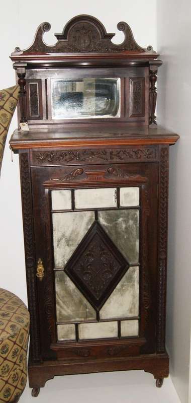 Victorian Mahogany Music Cabinet with Bevelled Mirrors
