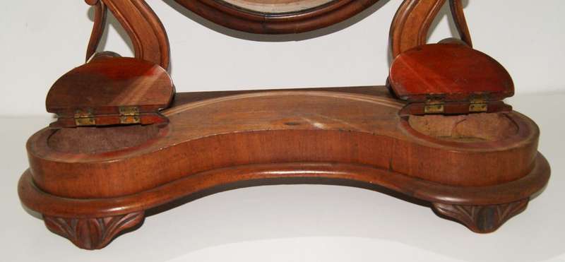 Victorian Mahogany Oval Dressing Table Mirror with Dual Hidden Trinket Compartments
