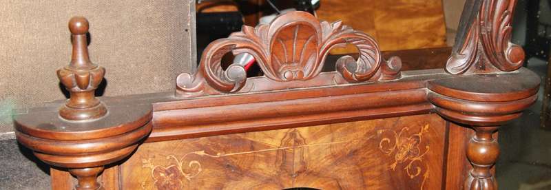 Victorian Flame Mahogany Inlaid Overmantle Mirror