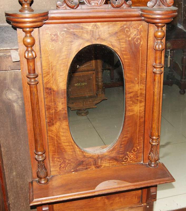 Victorian Flame Mahogany Inlaid Overmantle Mirror