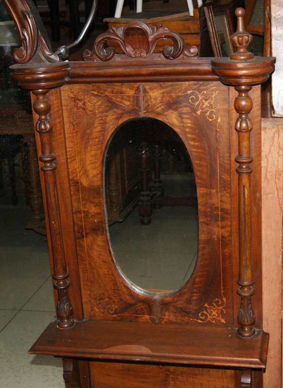 Victorian Flame Mahogany Inlaid Overmantle Mirror