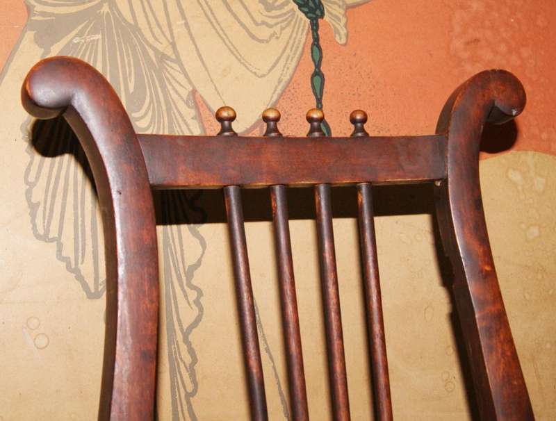 Late Victorian / Early Edwardian Mahogany Lyre-Back Chair with Leather Seat