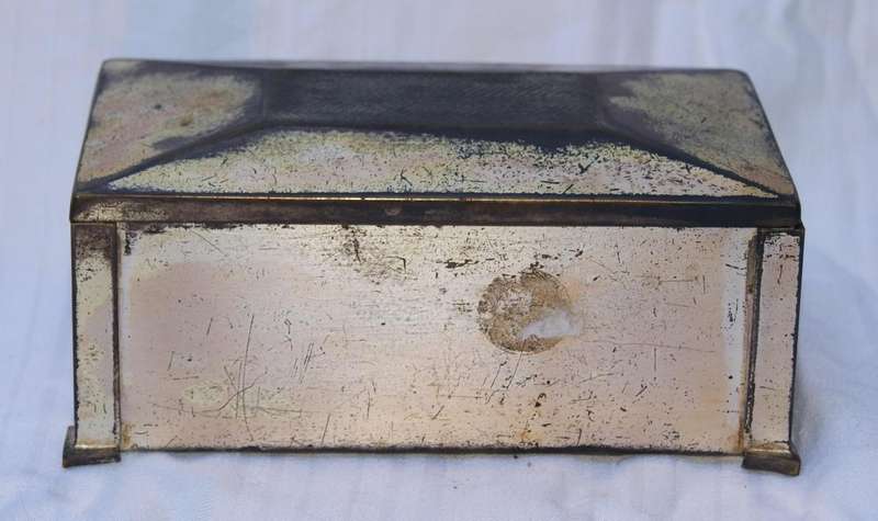 Vintage wooden lined brass trinket box