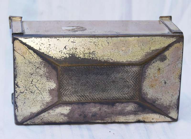 Vintage wooden lined brass trinket box