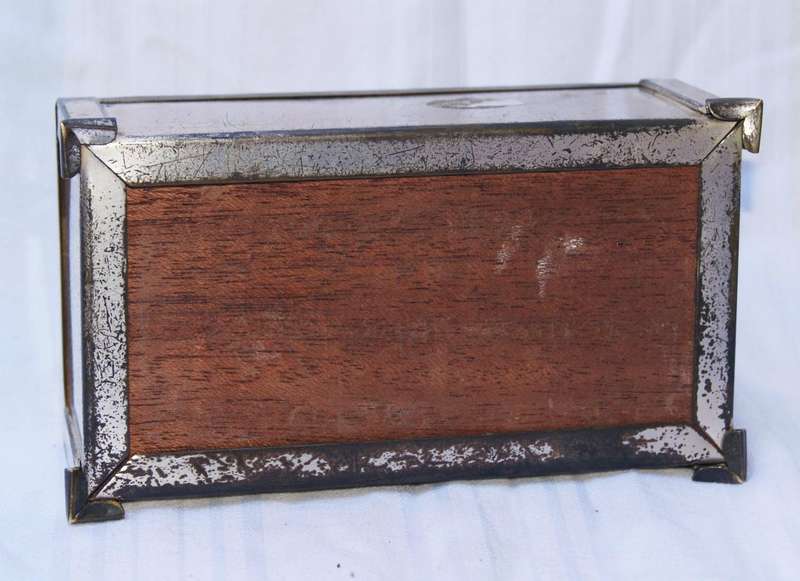 Vintage wooden lined brass trinket box