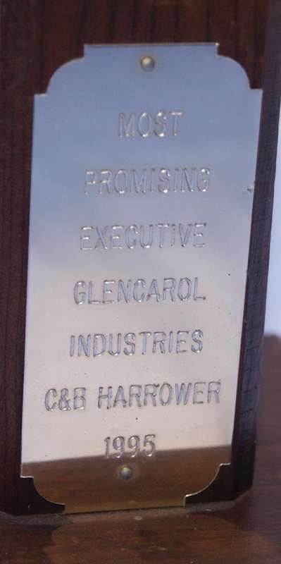 1995 Most Promising Executive trophy  Glencarol Industries