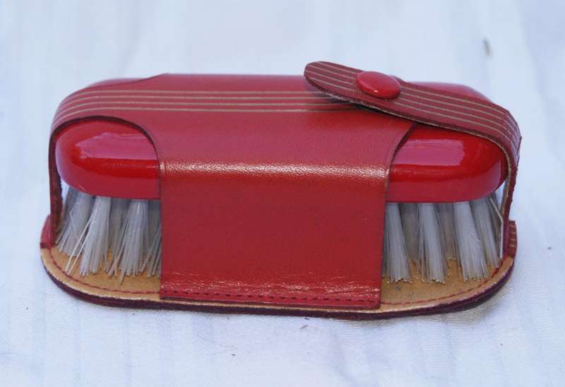 Vintage red leather travel vanity kit  made in England