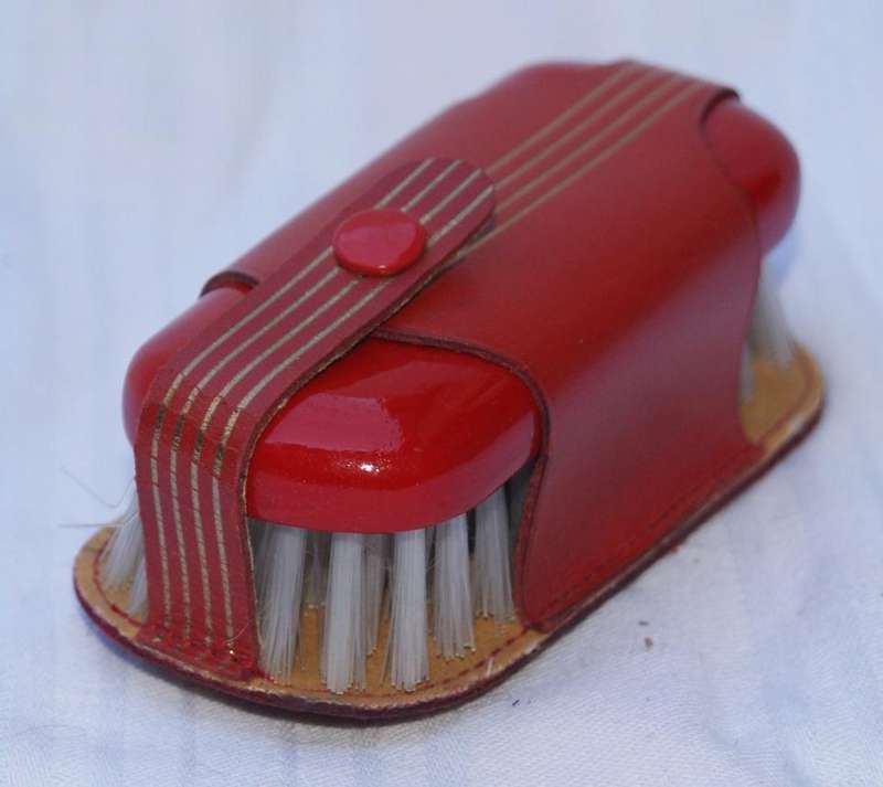 Vintage red leather travel vanity kit  made in England