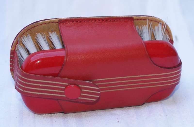 Vintage red leather travel vanity kit  made in England