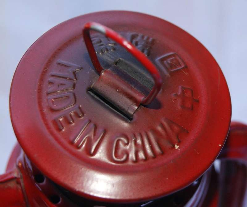 Vintage red Luohua No. 350 Kerosene hurricane lantern classic farmhouse style