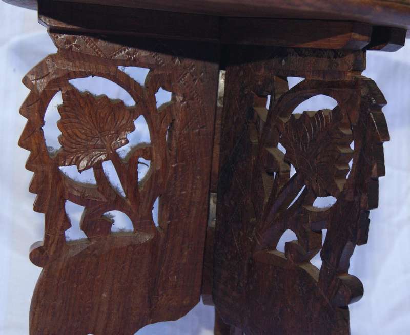 Vintage hand carved foldable design wooden occasional table