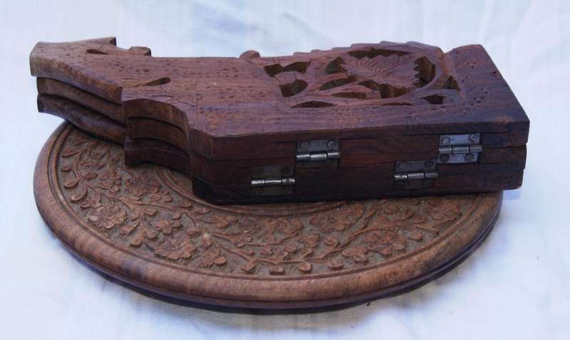 Vintage hand carved foldable design wooden occasional table