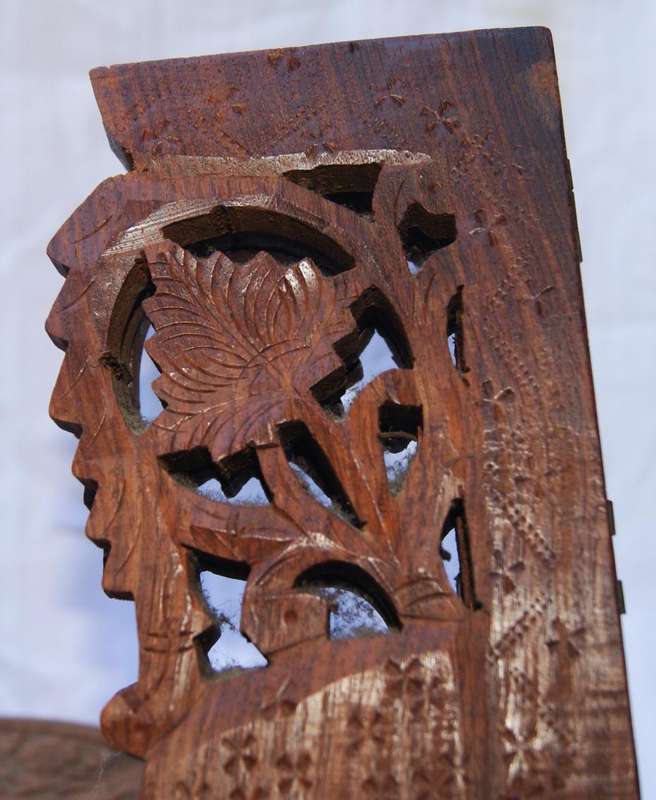 Vintage hand carved foldable design wooden occasional table