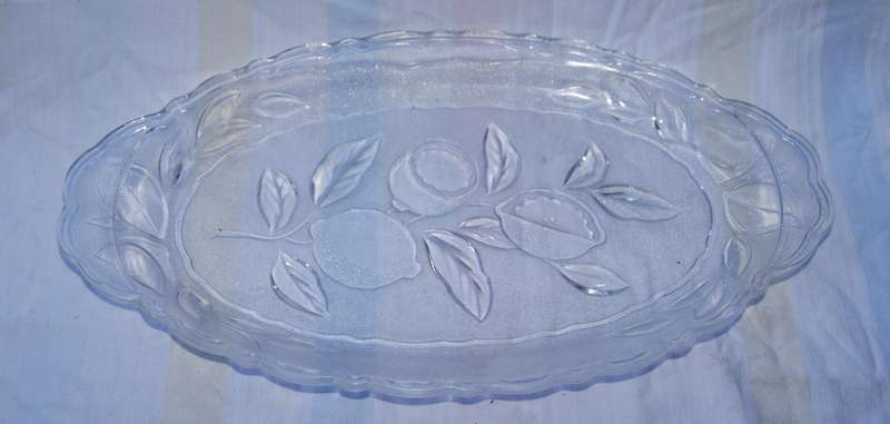 Vintage moulded glass oval serving dish