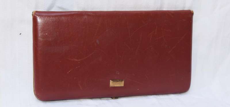 Vintage Leather Wallet / Card Holder  Embossed Interior