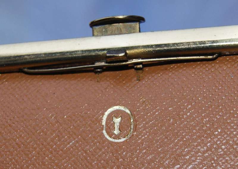 Vintage Tan Leather Card Wallet with Brass Clasp