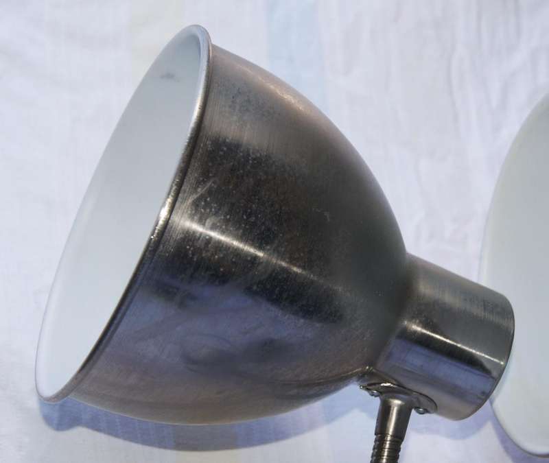 Pair of Brushed Steel Adjustable Desk Lamps