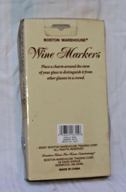 Boston Warehouse Wine Markers  Set of 6 Shell-Themed Charms