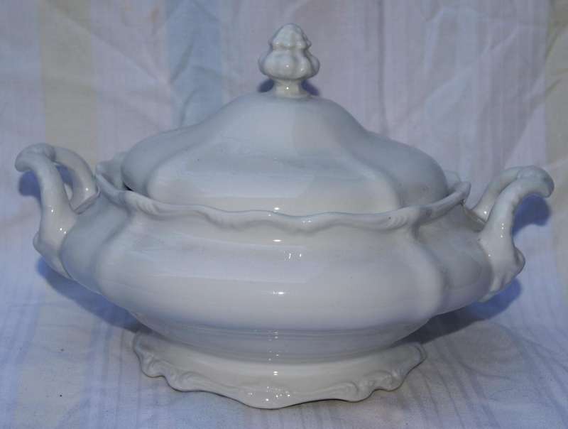 Vintage White Porcelain Vegetable Tureen with Lid
