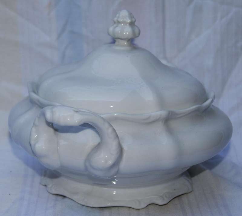 Vintage White Porcelain Vegetable Tureen with Lid