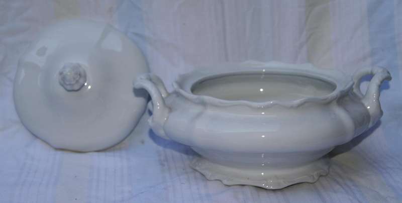 Vintage White Porcelain Vegetable Tureen with Lid