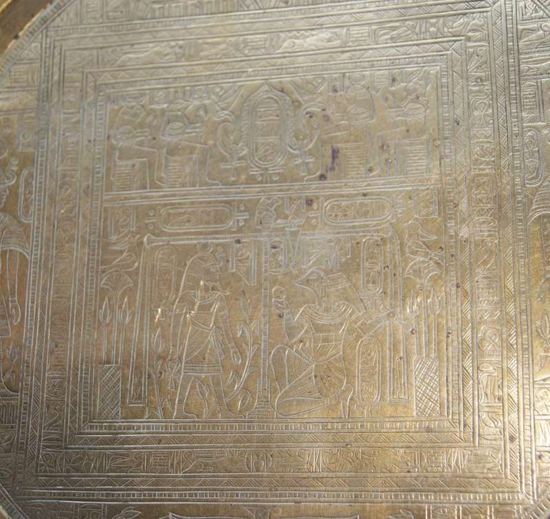 Vintage Hand-Engraved Egyptian Brass Tray
