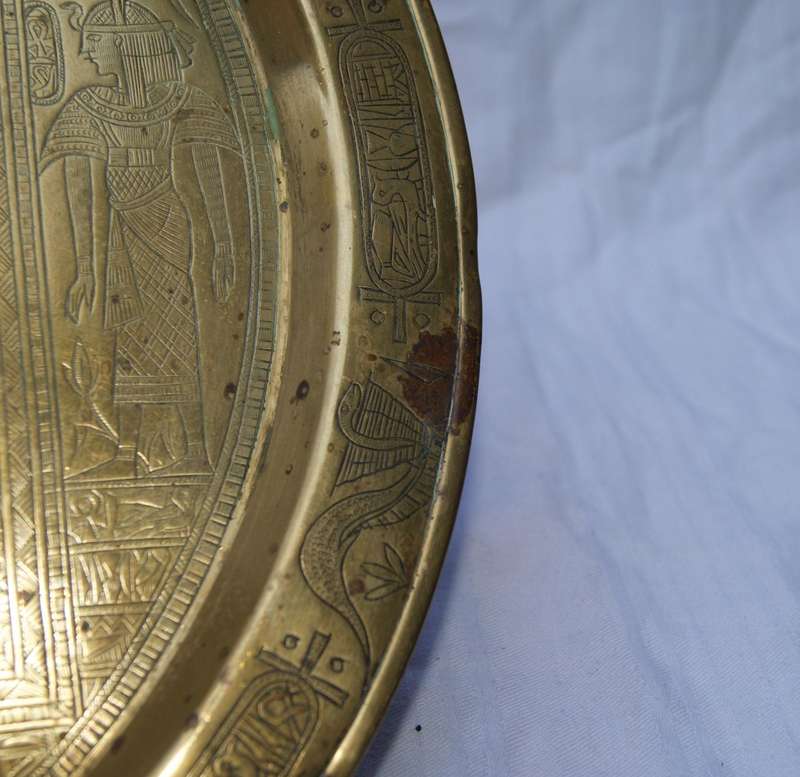 Vintage Hand-Engraved Egyptian Brass Tray