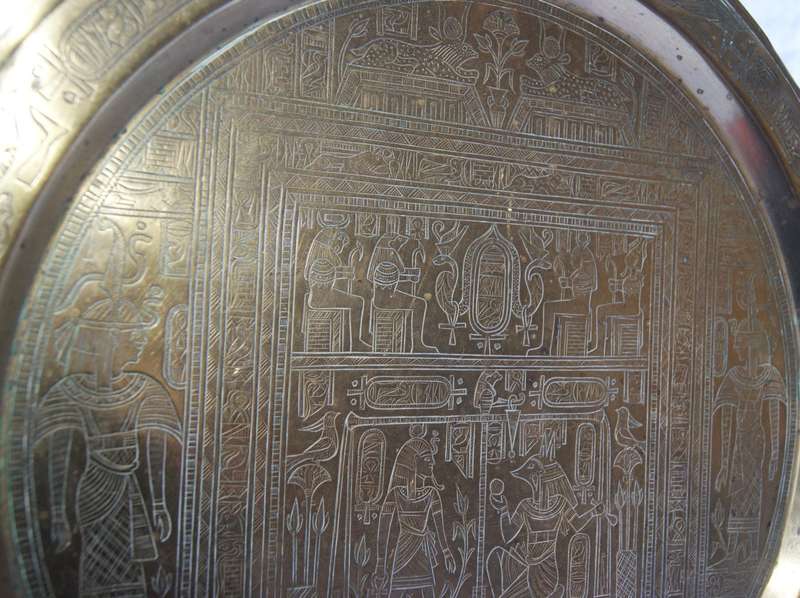 Vintage Hand-Engraved Egyptian Brass Tray