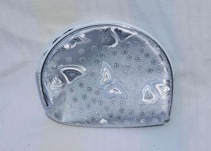 Set of 5 Embossed Butterfly Zip Purses  Silver Nesting Set