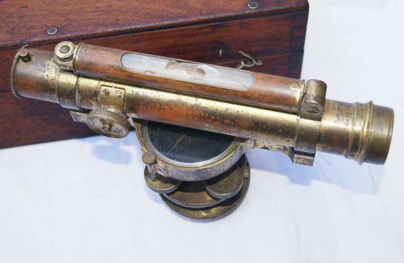 Antique Negretti & Zambra Surveyors Level in Original Wooden Box