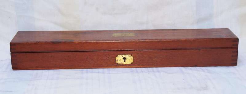 Antique Robert Nicholl London Scale Rule Set  8 Rules in Flame Mahogany Box
