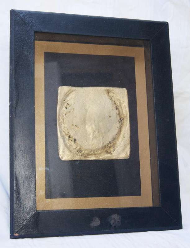 Framed Horseshoe Imprint  Rustic Gold Relief in Black Frame