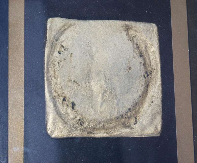 Framed Horseshoe Imprint  Rustic Gold Relief in Black Frame