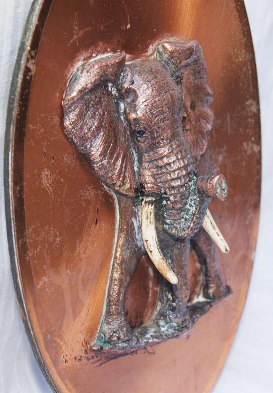 Copper Wall Hanging  Elephant Relief