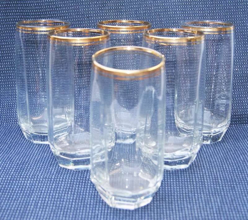 Vintage Gold-Rimmed Beer Glasses  Set of 6