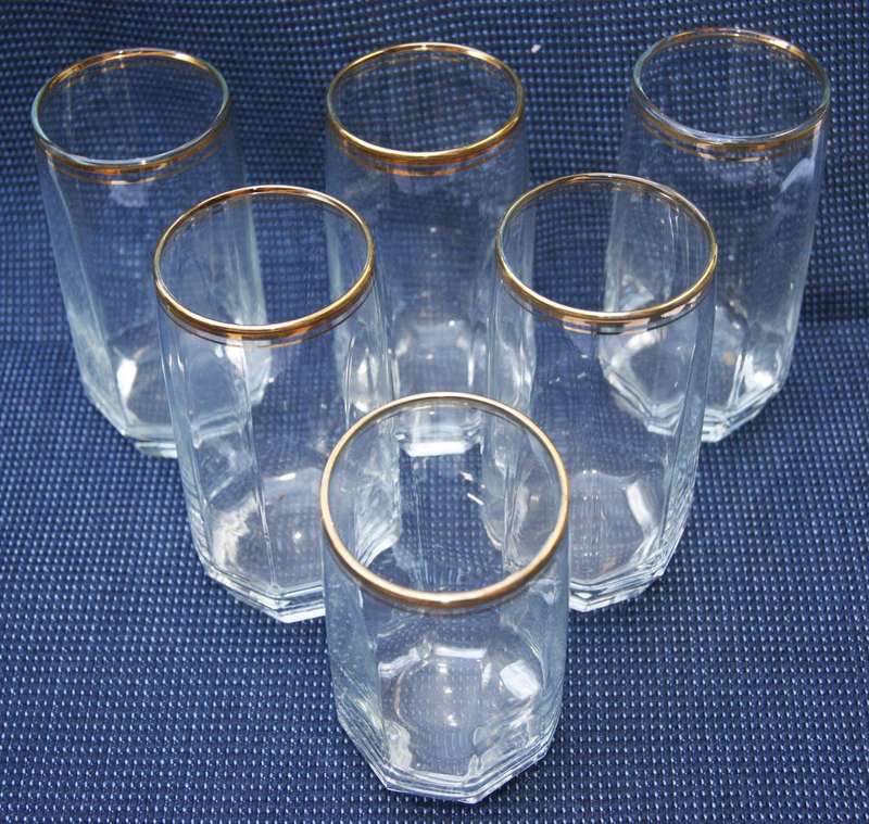 Vintage Gold-Rimmed Beer Glasses  Set of 6