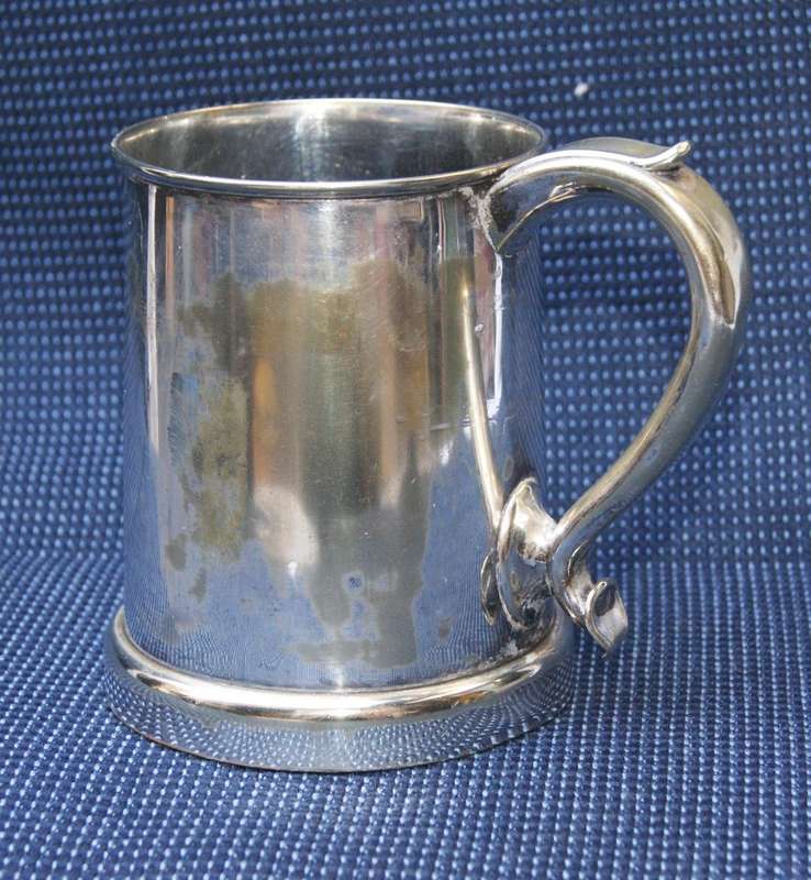 EPNS Beer Mug with Glass Bottom  Heathcote Regatta, Ladies Challenge Cup 1866