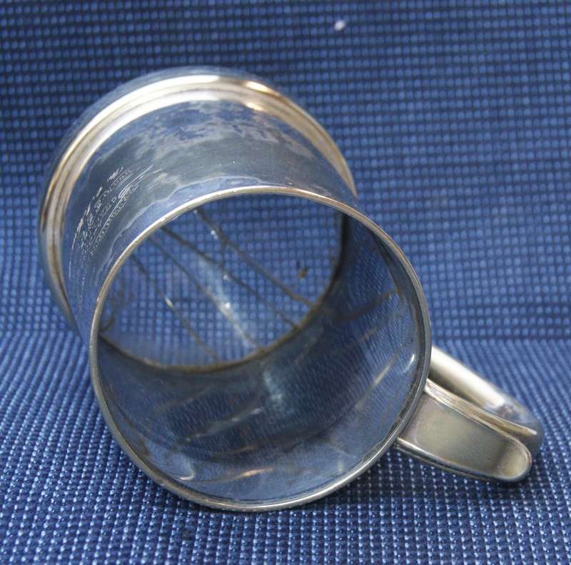EPNS Beer Mug with Glass Bottom  Heathcote Regatta, Ladies Challenge Cup 1866