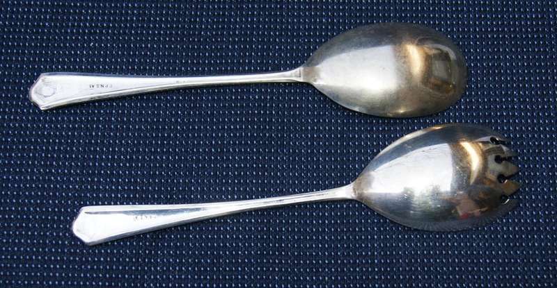 Vintage EPNS Salad Server Set  Pair of Ornate Silver-Plated Utensils